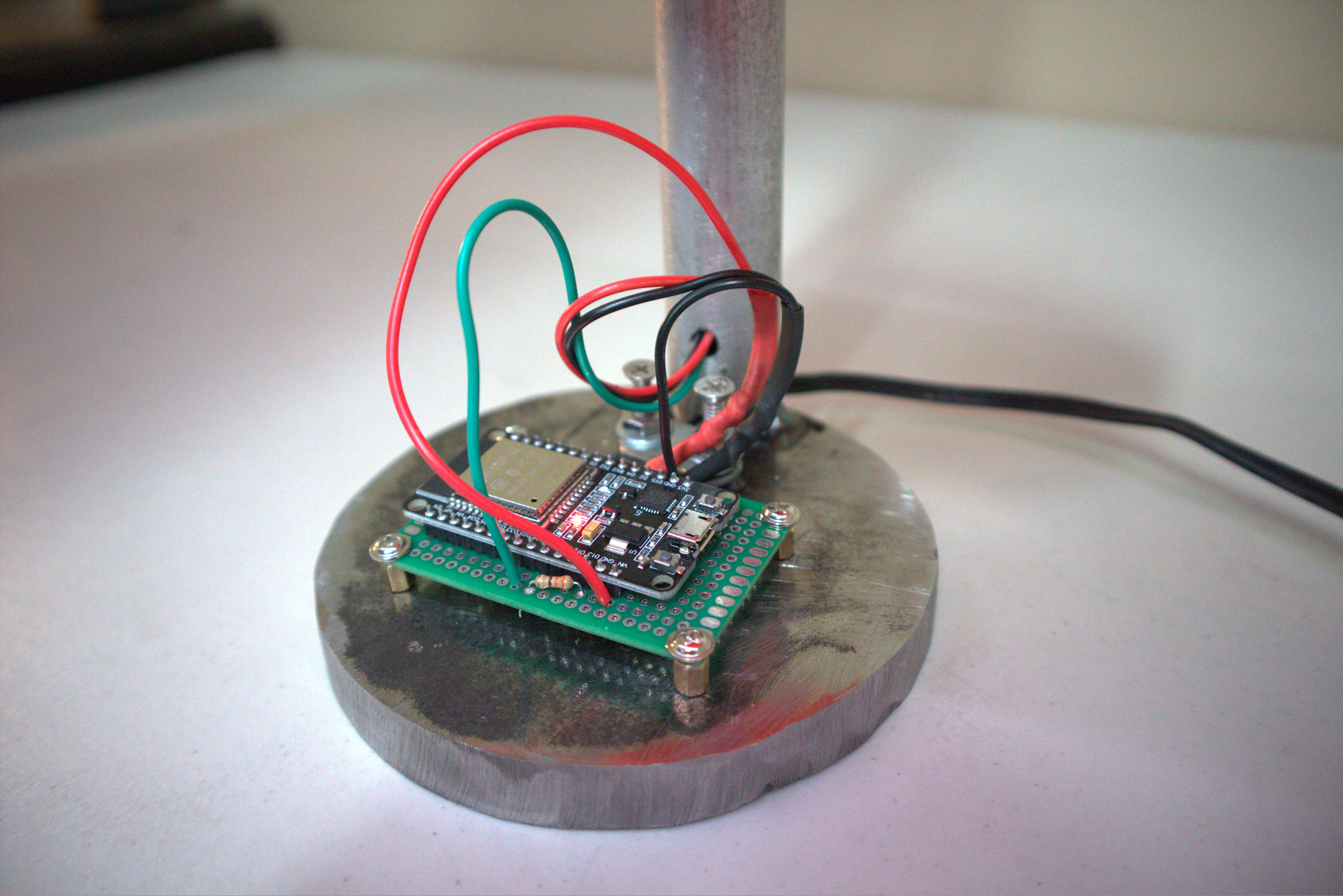 The ESP32 protoboard mounted on standoffs.