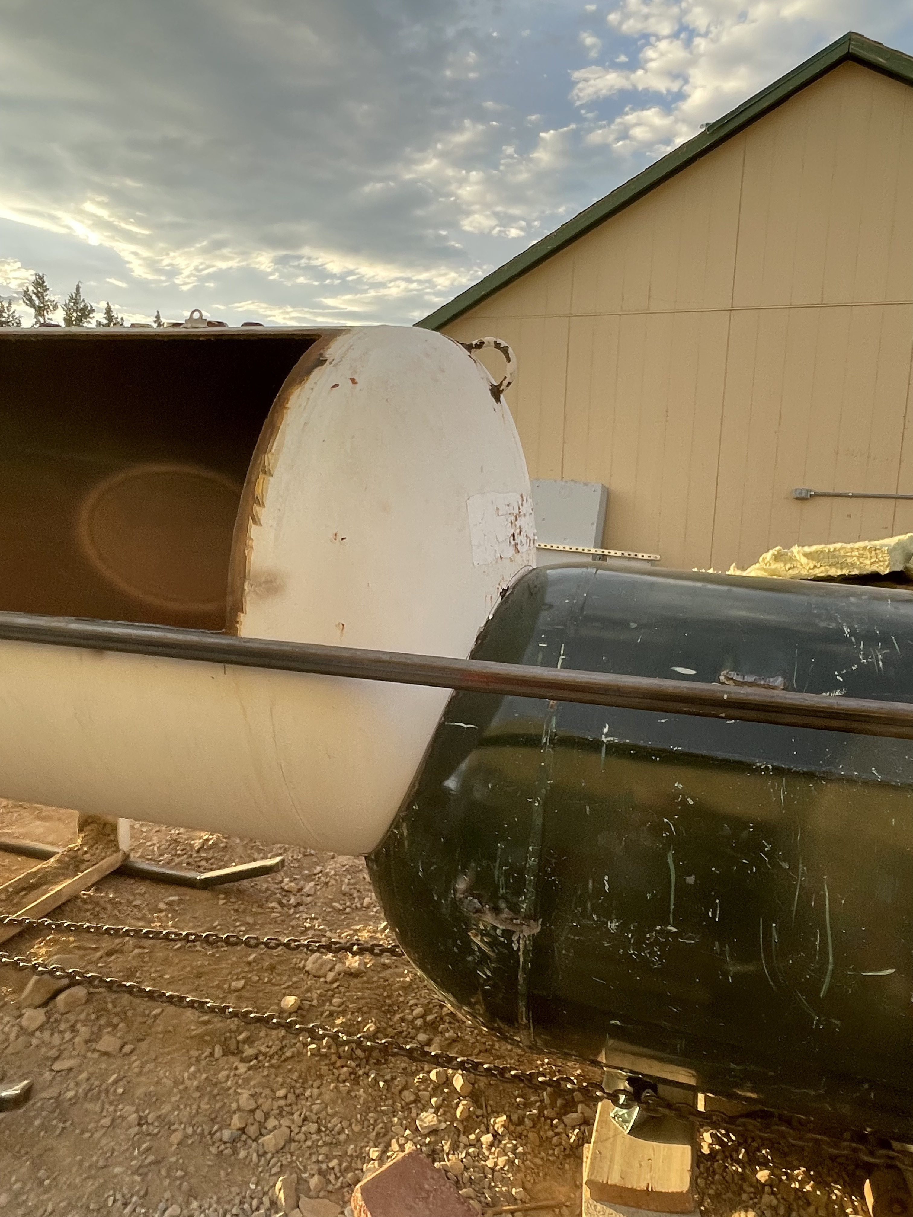 The computed cut line transferred onto the tank.